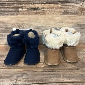 Koala Baby Set of 2 Girls Soft Sole Fur Booties NWT